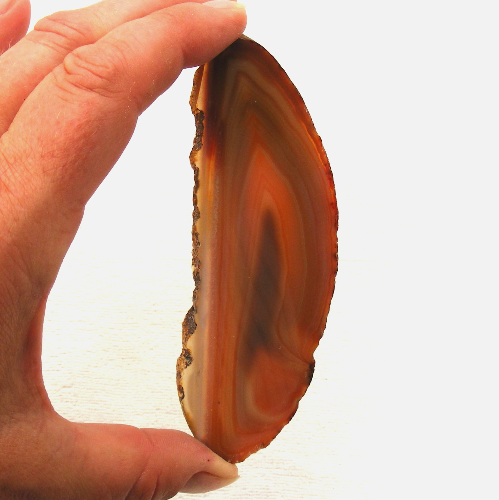 Natural Orange Agate Slice Polished Banded Geode Slice 11cm x 3.5cm