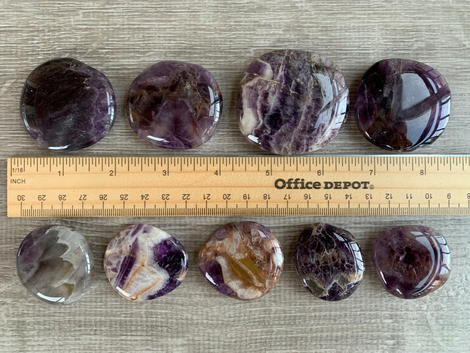 Amethyst Dogtooth Smooth Stone, 1.5″ – 2″ Polished Amethyst Palm Stone, Bulk Lot