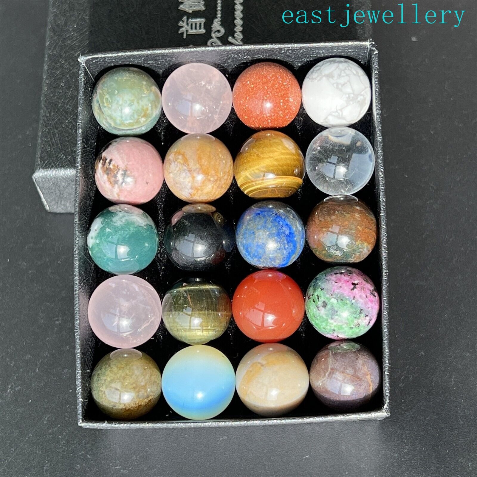 15mm+ box Natural Mixed Sphere quartz crystal ball Palm stone reiki healing 20x