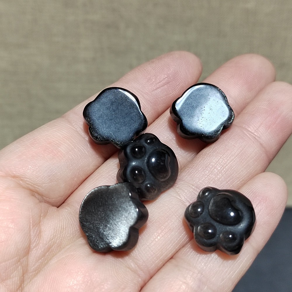 5pcs Natural Silver Obsidian Cat Claw Skull Carved Quartz Crystal Skull healing