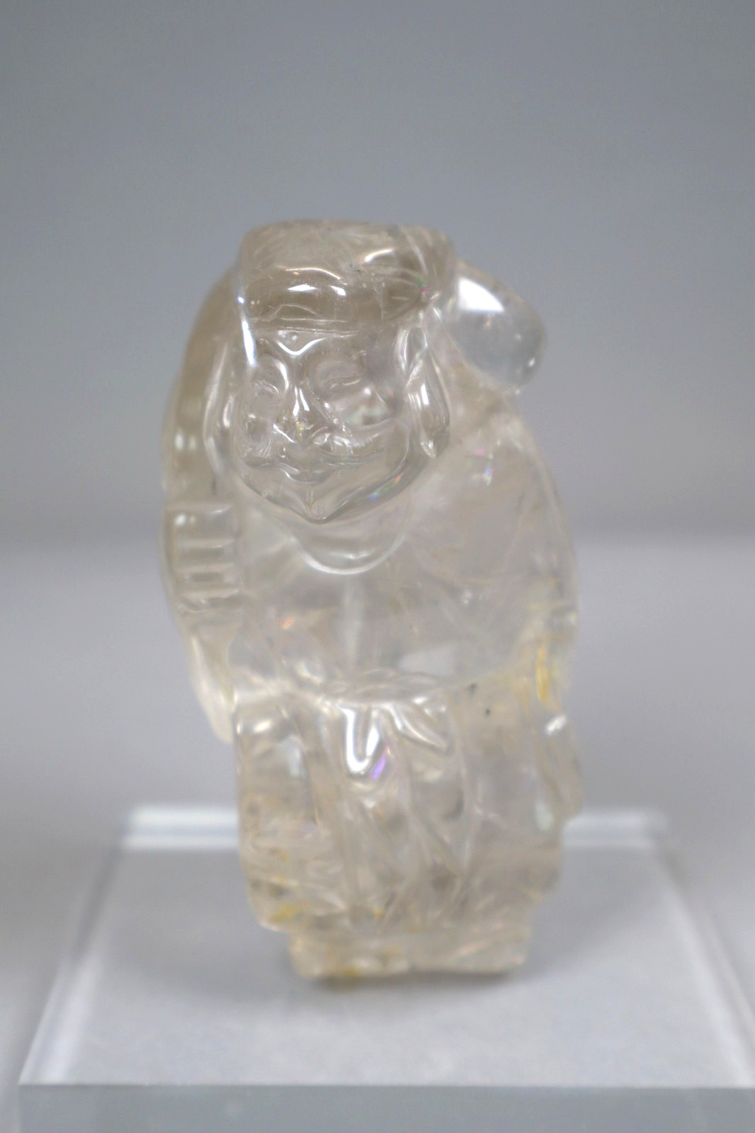 Carved Rock Quartz Crystal Statue Figurine 3.5 Inch Height Transparent Vintage