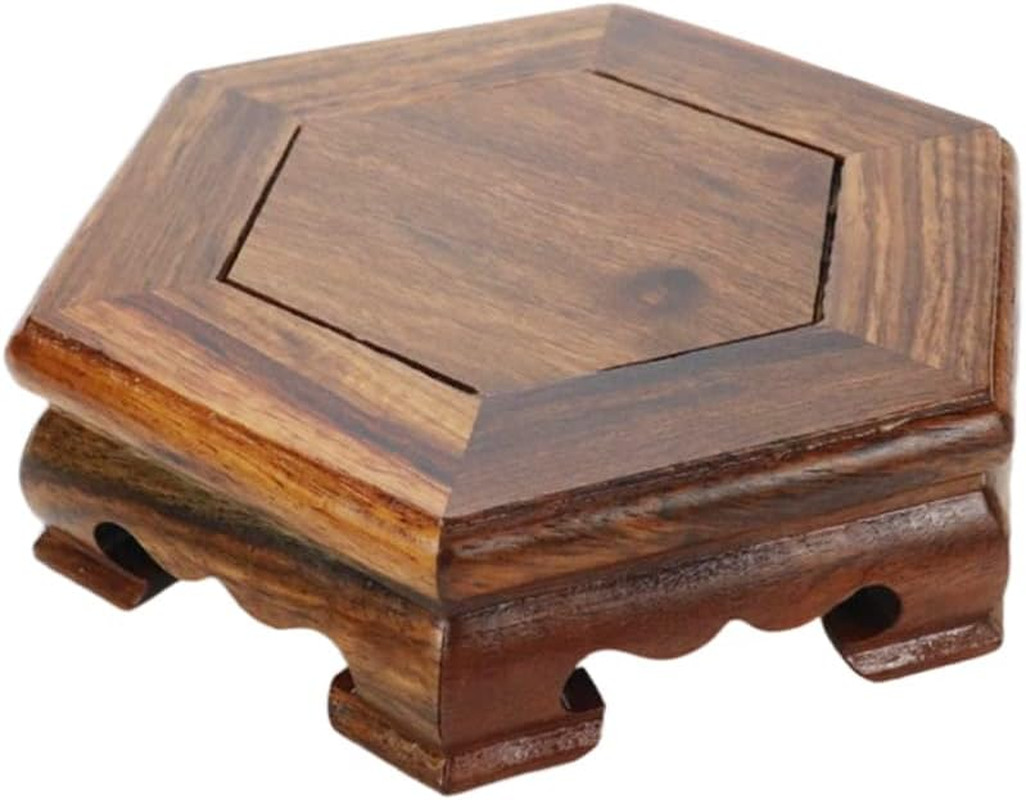 Furniture Wooden Display Stand Base Oriental Wood round Pedestal Vintage Ebony V