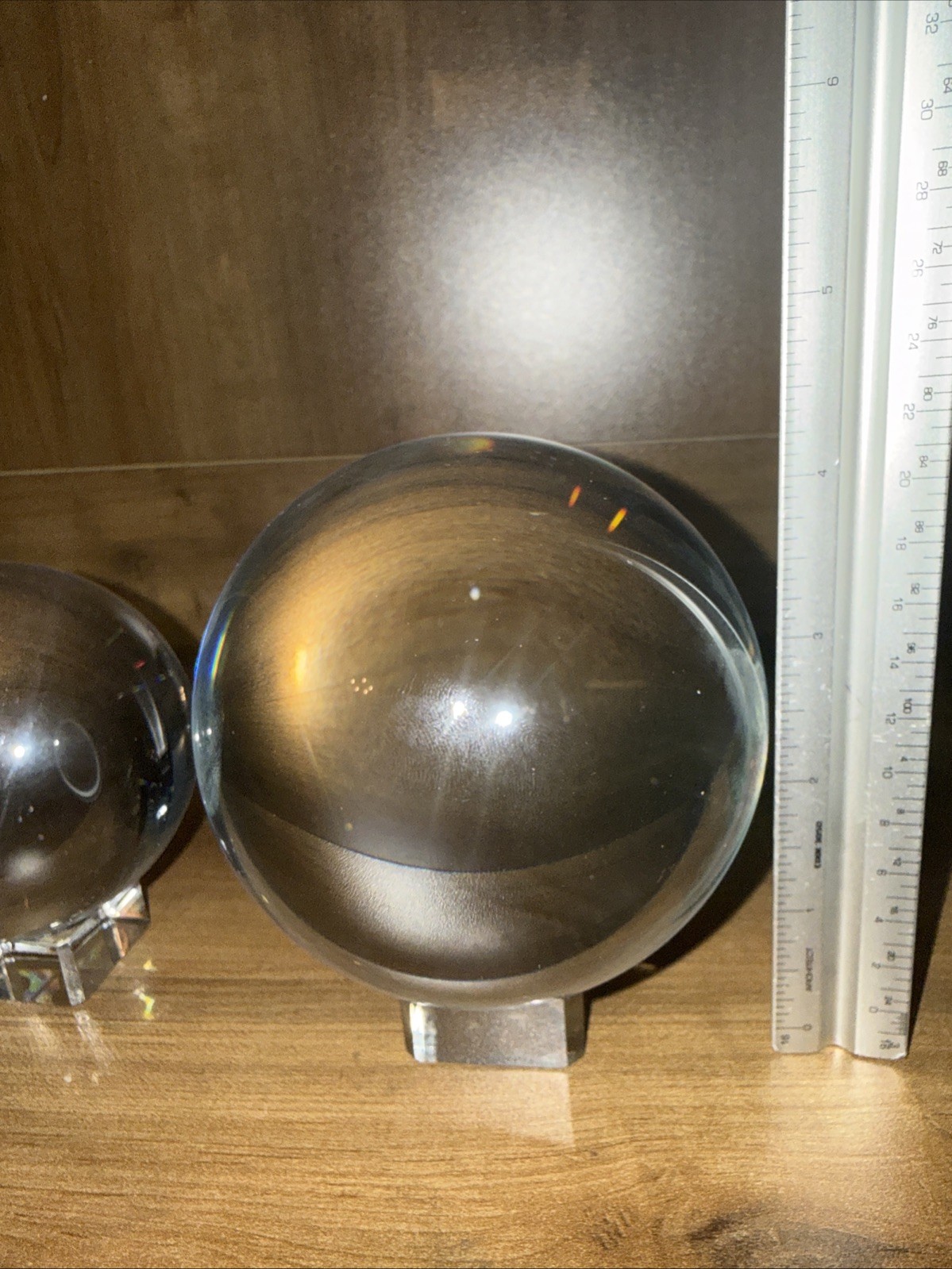3 PCS Clear Glass Orbs for Decoration Smooth Polished Crystal Balls Display Base
