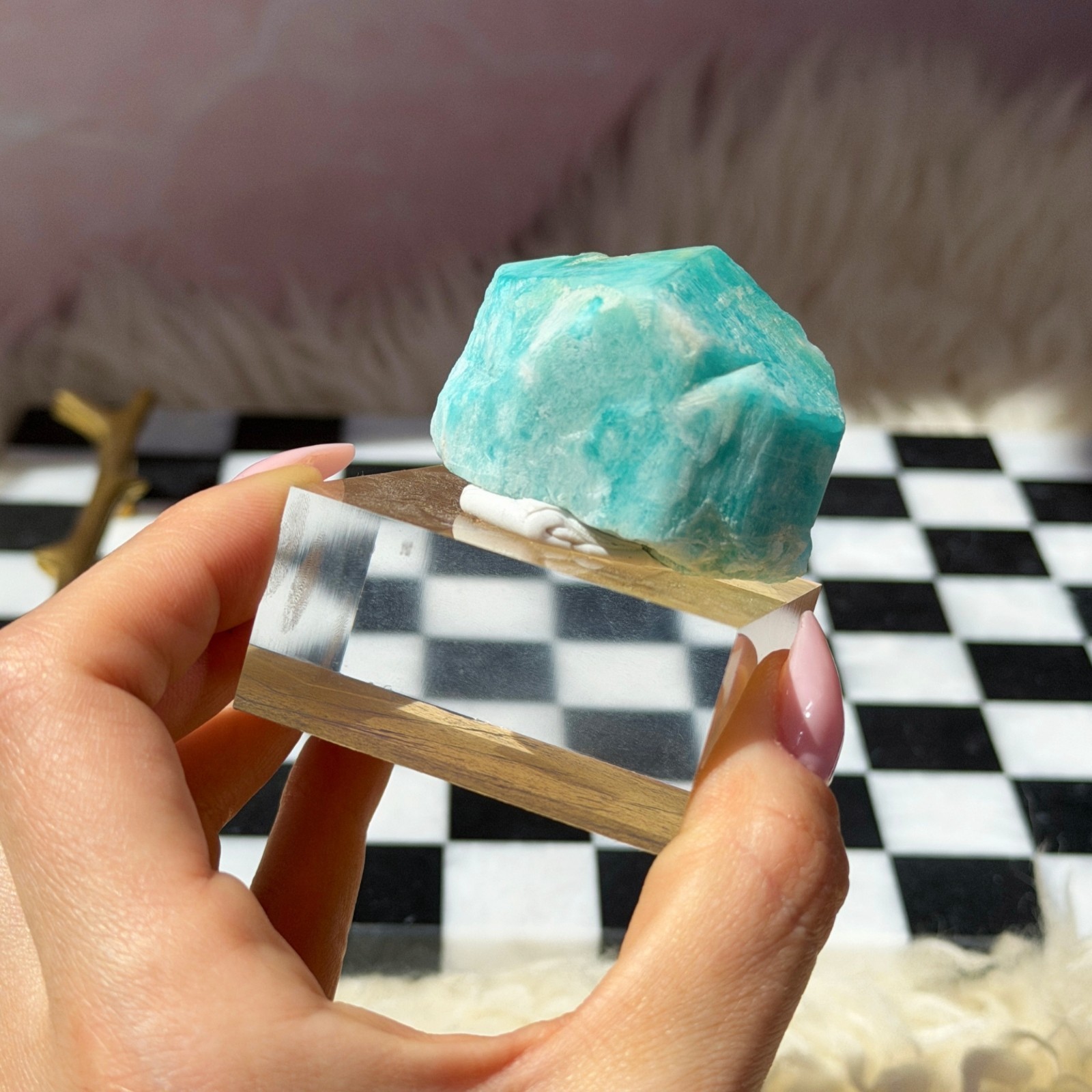 Lake George Amazonite on Acrylic Display 2.6oz #2