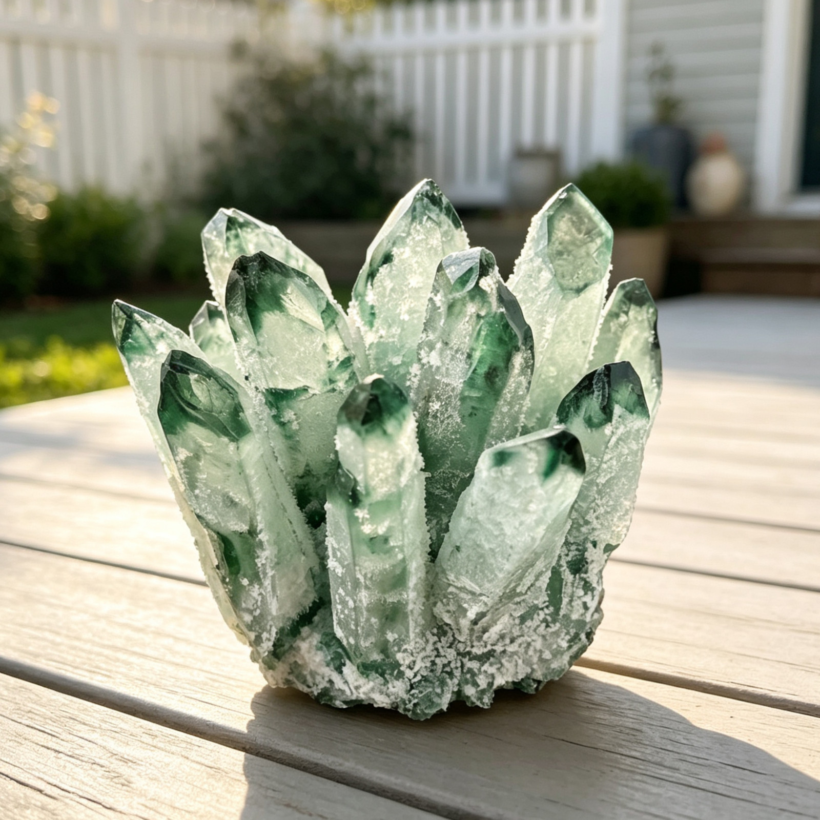 200g+ Rare Raw Green Phantom Quartz Crystal Cluster Mineral Specimens Decor Gift