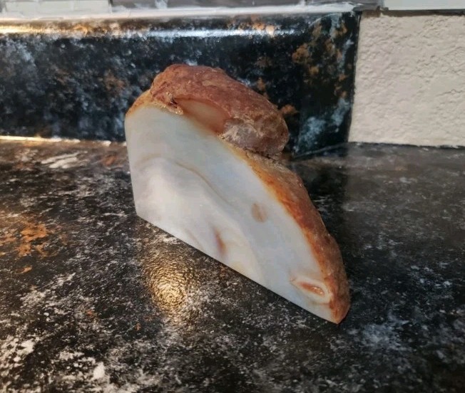 Set Of 3 Geode Rocks.Quartz Agate Quarter Piece Decor 5.5″ X 4″ And 5×3 ” 6×4″