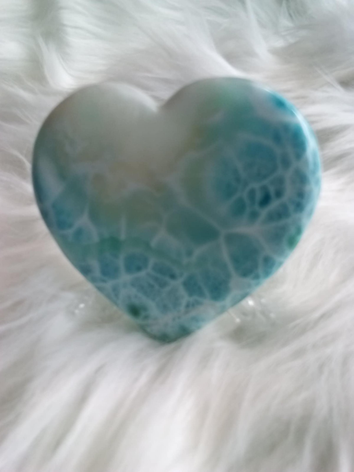 LARGE DOMINICAN REPUBLIC LARIMAR HEART PALMSTONE 65 mm x 66 pt 7 mm x 12 mm