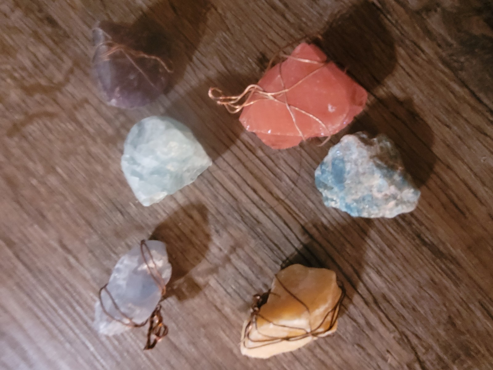 Raw Tumbled Stones Various Set Of 6 multi colored , multiple stones multicolor