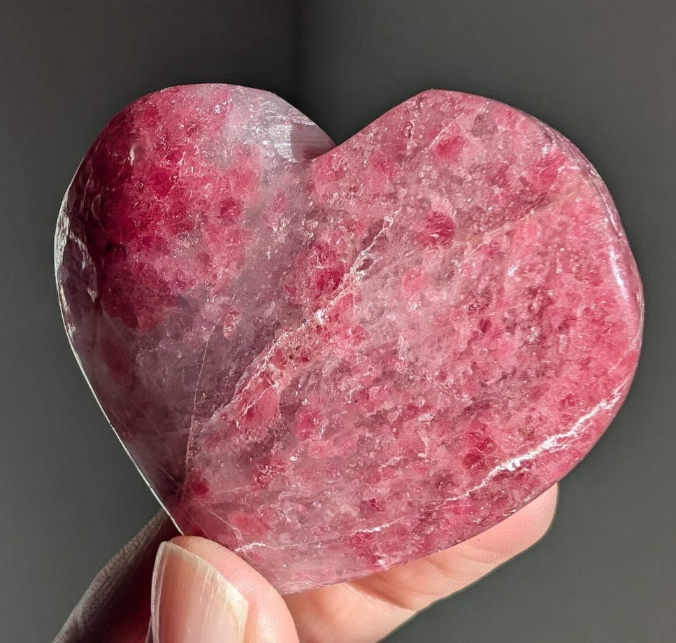 Pink Rhodonite Heart Carving Crystal Chakra Gemstone Mineral