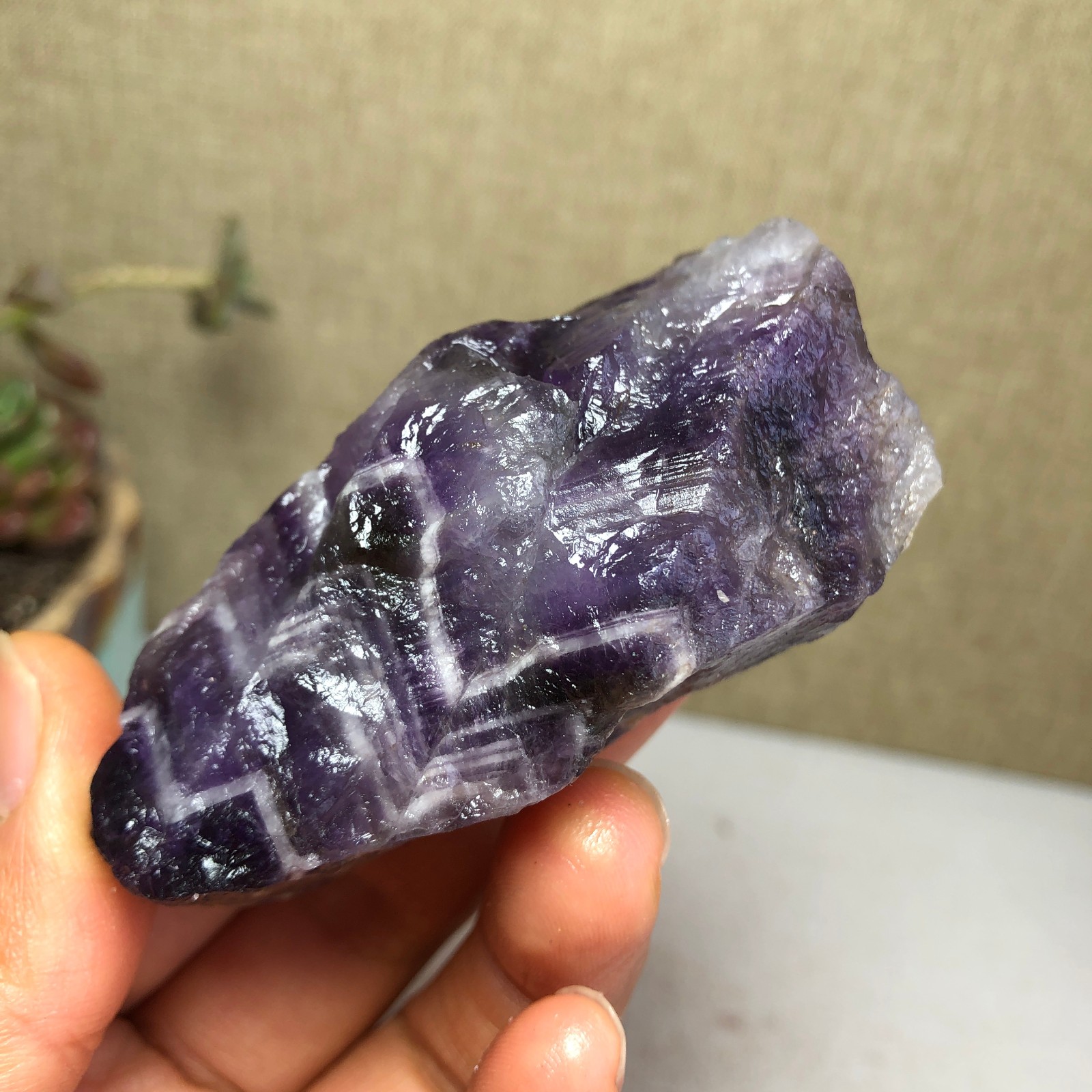 69mm Natural Dream Amethyst gemstone rough Crystal uncut specimens 111g A3815