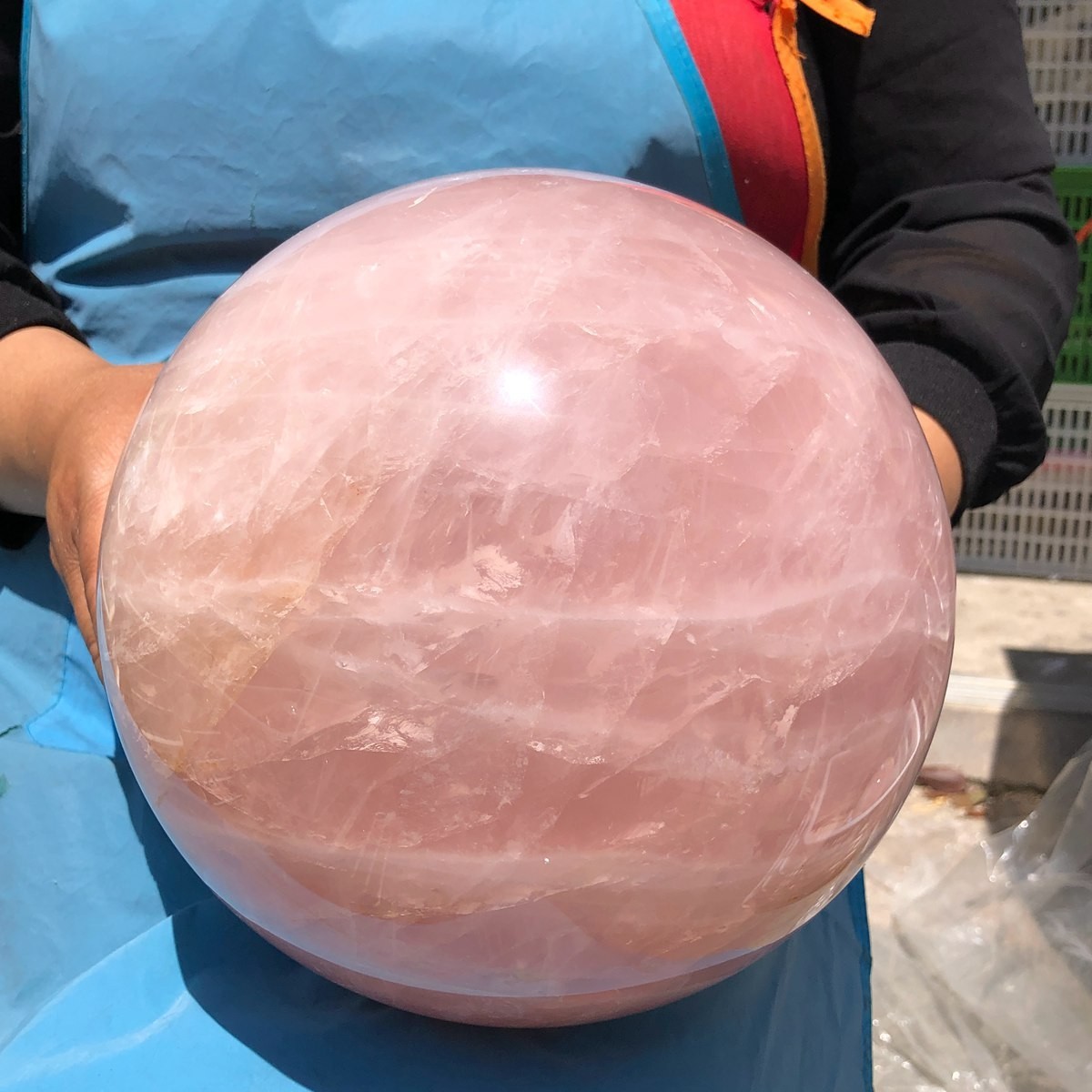 29.87LB Natura crystal Rose Quartz Sphere for Heart Chakra Balances Energy