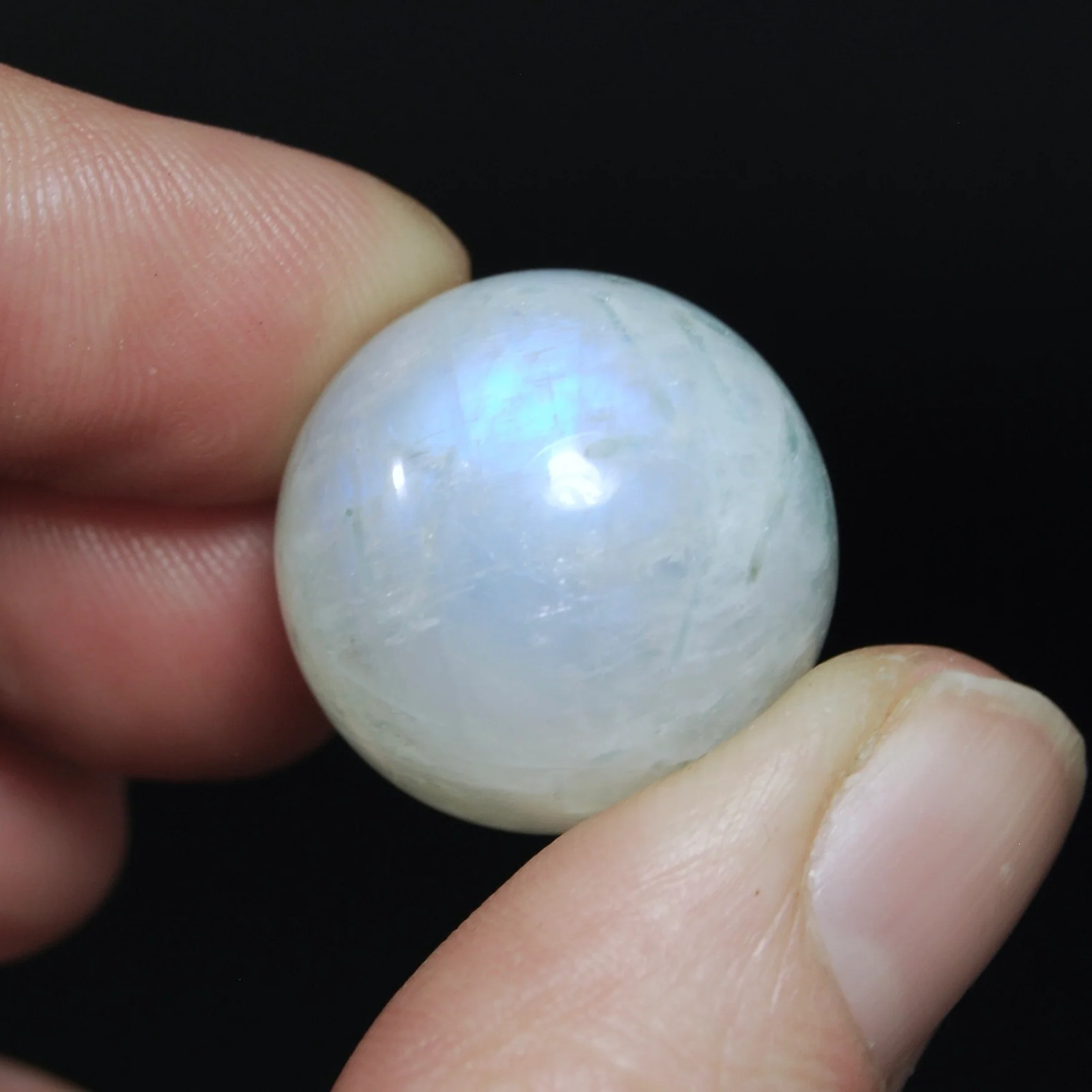 ONE Mini Rainbow Moonstone Crystal Sphere, GUARANTEED Blue Flash, 15mm 20mm 25mm