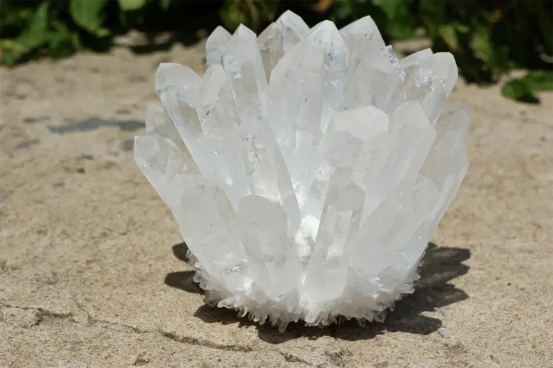 720G Genuine Clear Quartz Cluster Natural White Crystal Healing Home Art Decor