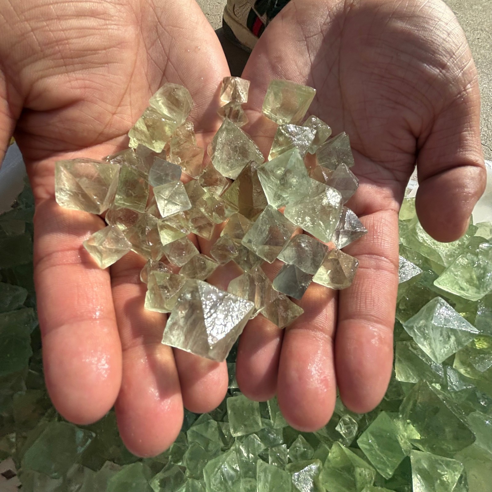 2.2 LB Natural Green Fluorite Octahedron Quartz Crystal Point Healing Gift