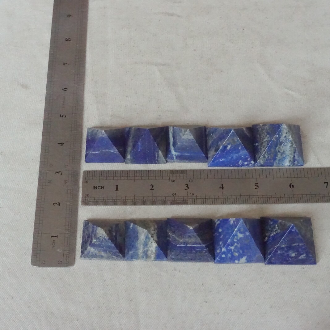10Pcs Small Natural Lapis Lazuli & Pyrite Crystal Pyramid Points Healing 30-35mm