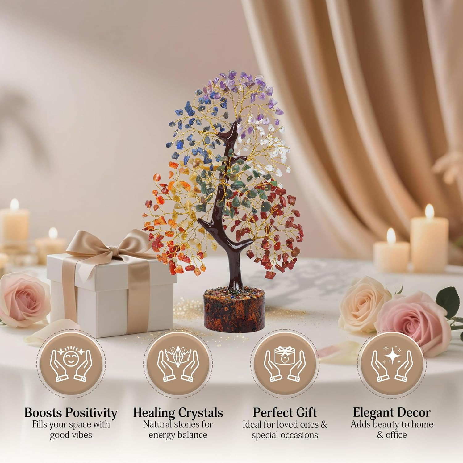 7 Chakra Crystal Tree of Life Birthday Gifts for Women | Handmade Healing Crysta