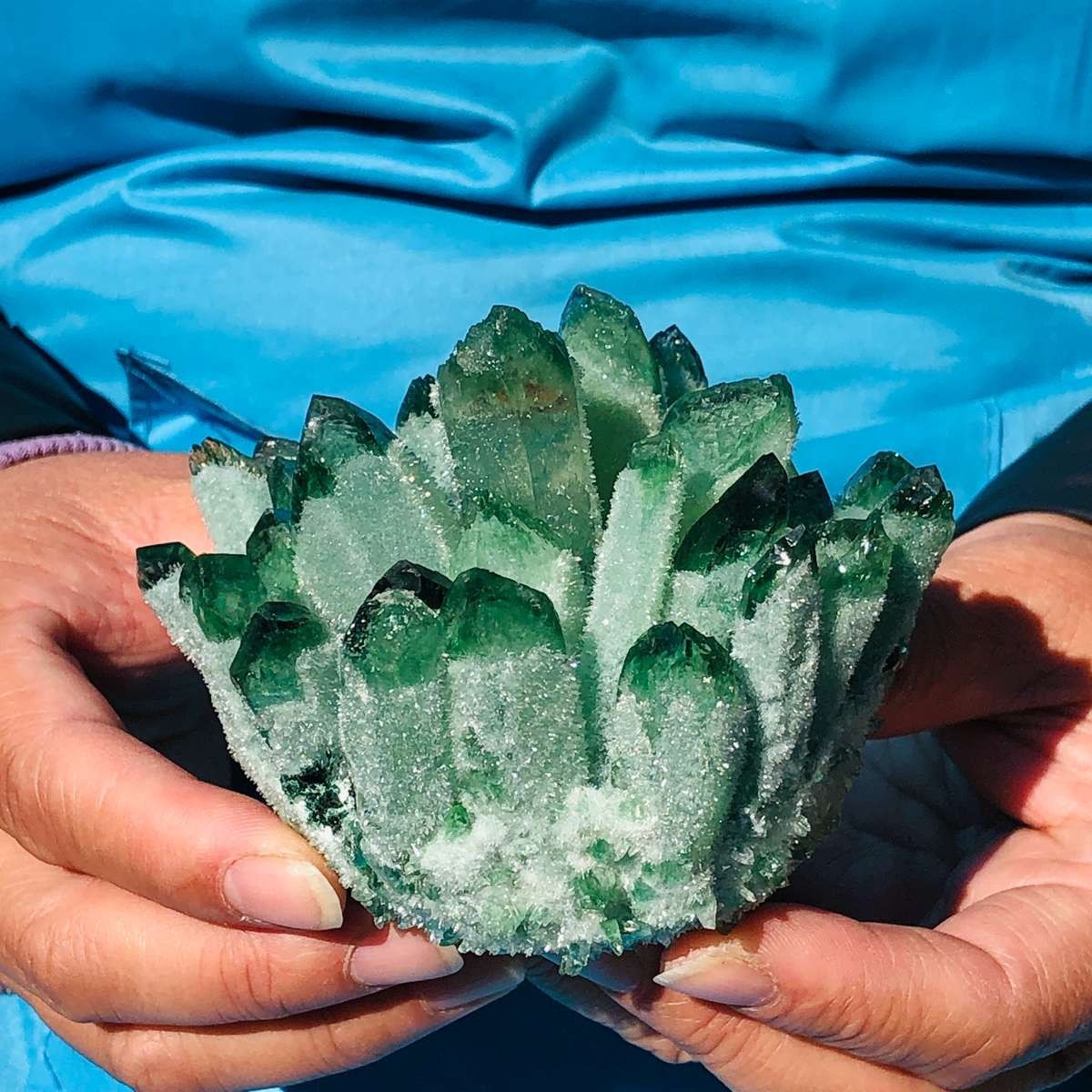 4Pcs 3.78LB New find green Phantom Quartz Crystal Cluster mineral samples heals