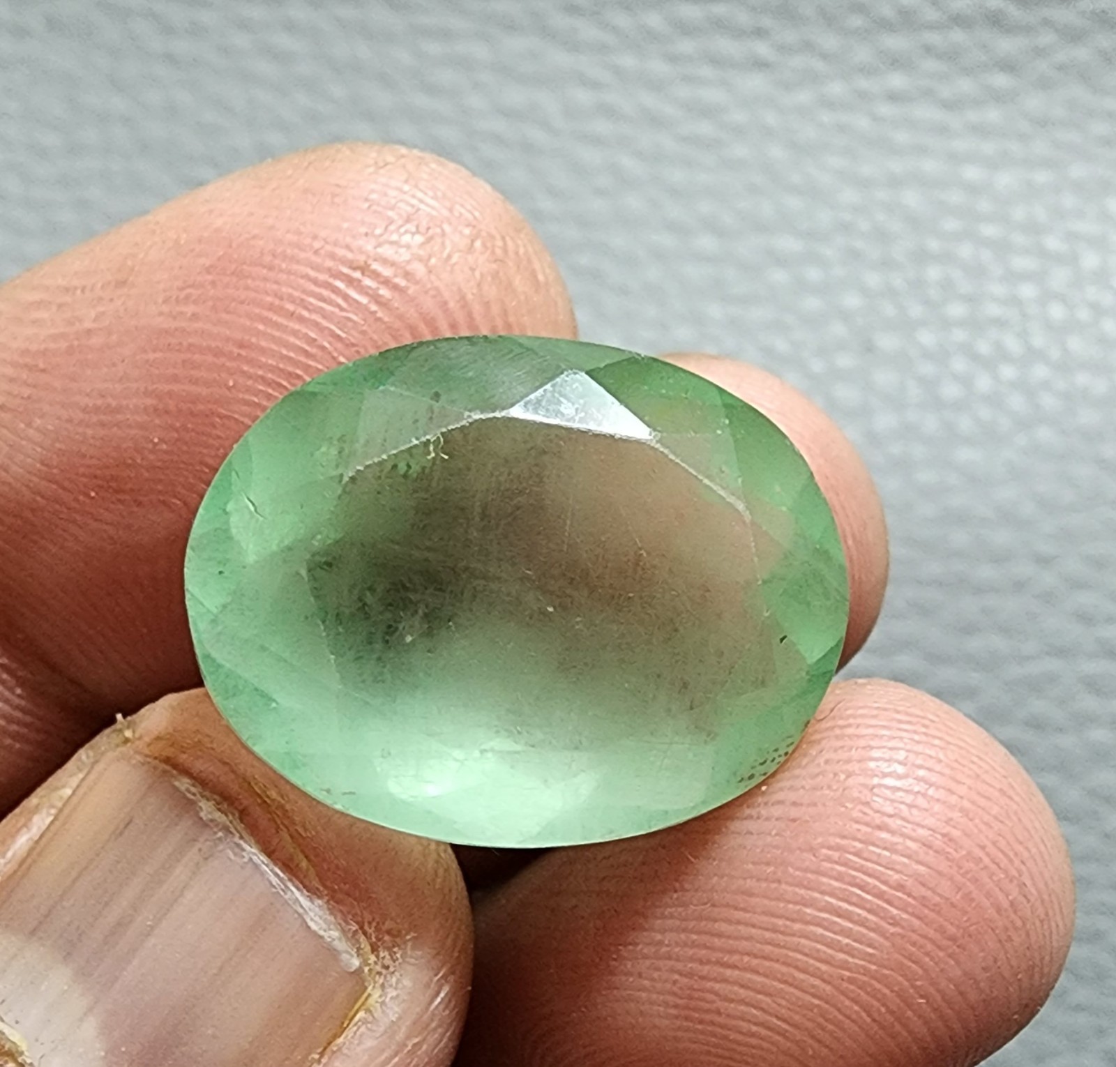 36 Ct A+ Green Fluorite Oval Faceted Natural Gem Large Collector Loose Gemstone