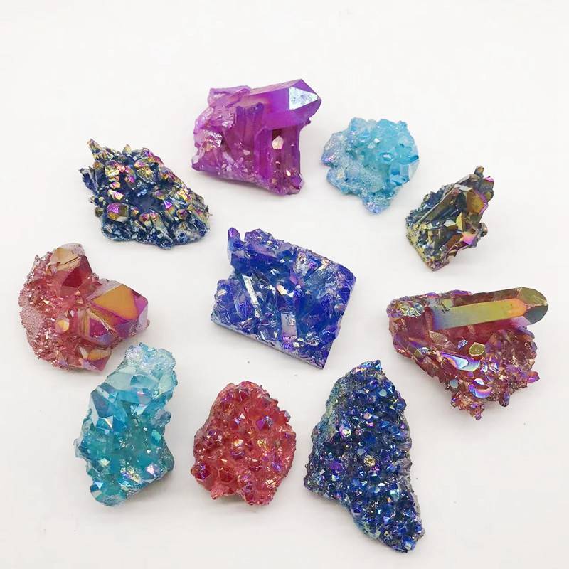 Natural Quartz Angel Aura Titanium Crystal Cluster Healing Rough Stone Specimens
