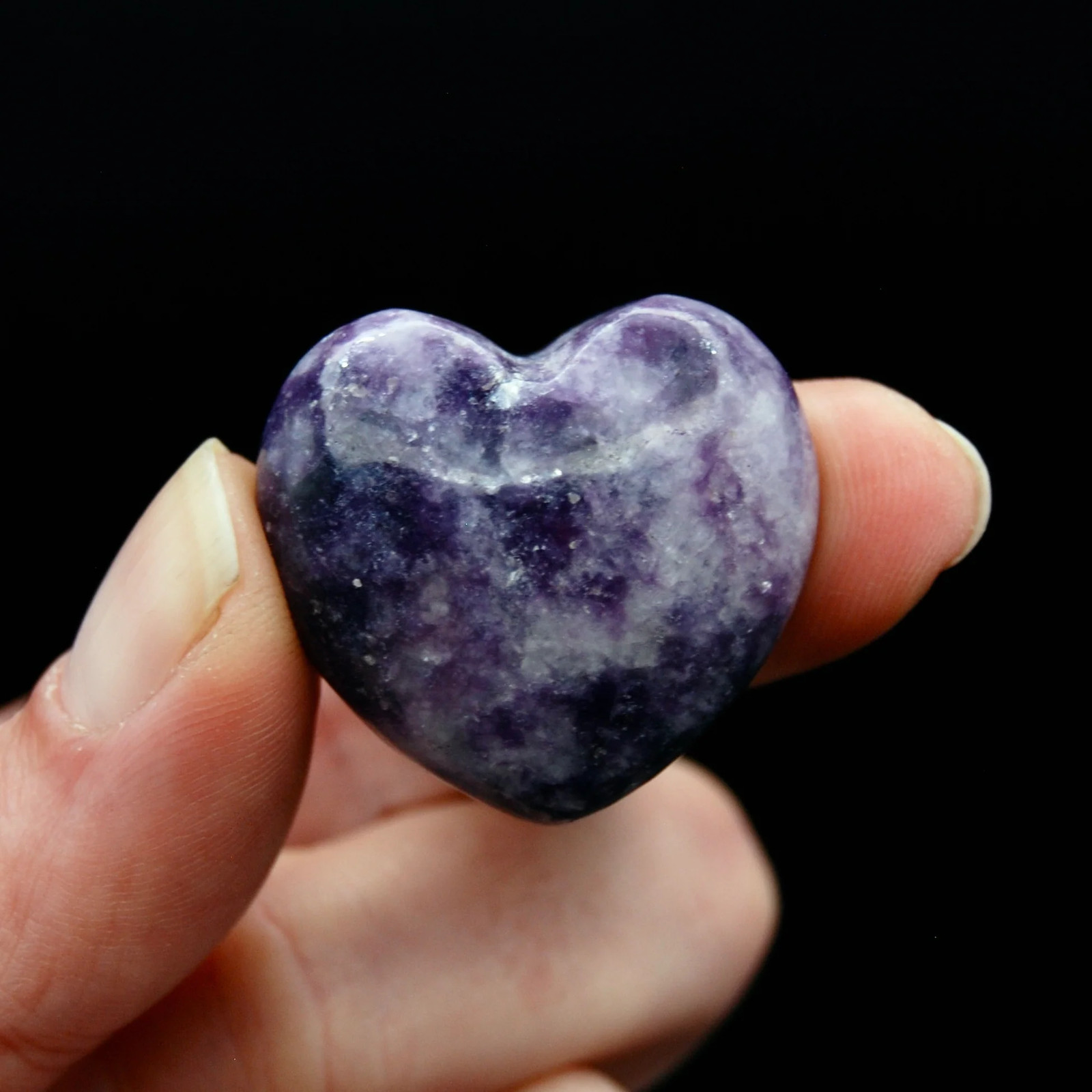 ONE 30mm Mini Lepidolite Crystal Heart, Madagascar