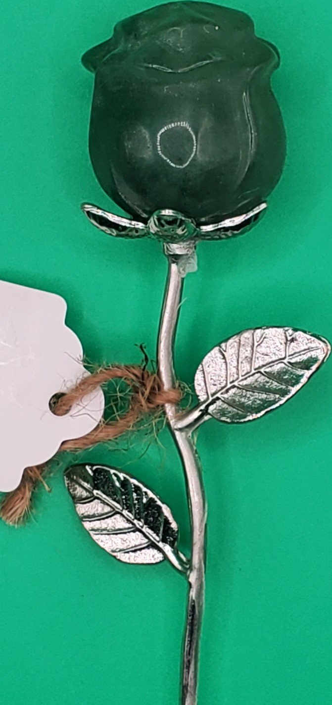 Green Aventurine Rose w/6″ Stem