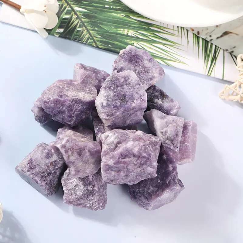 Unique Raw Rough Purple Lepidolite Stone Natural Healing Quartz Crystal Decor