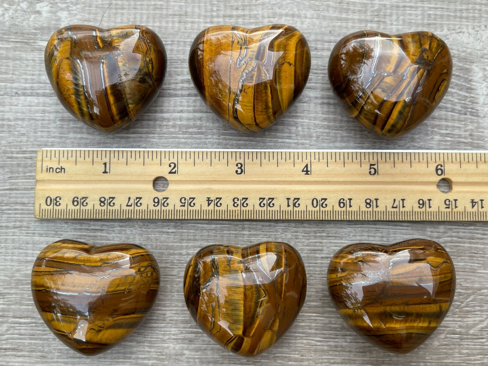 Large Tiger Eye Heart, 1.75″ Crystal Gemstone Puffy Heart, Protection Stones