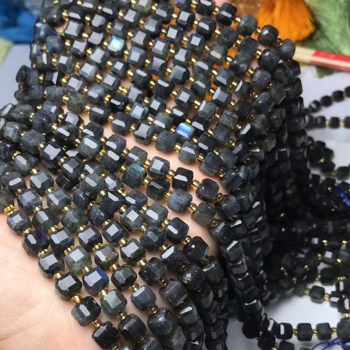 Natural labradorite Beads for cube sugar DIY Bracelet Necklace Jewelry Making