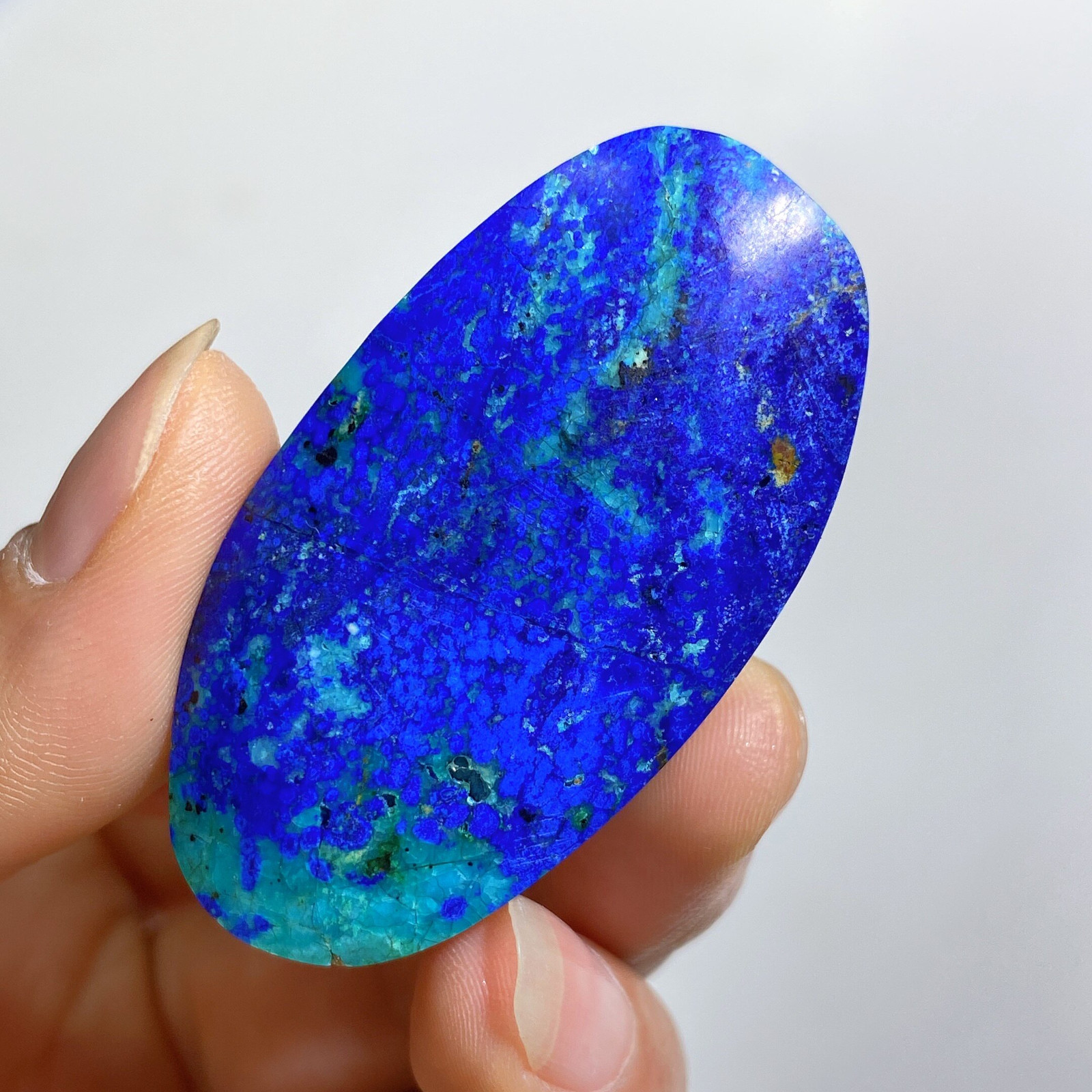 Natural Azurite Malachite Polished Palmstone Cabochon 38g 52mm