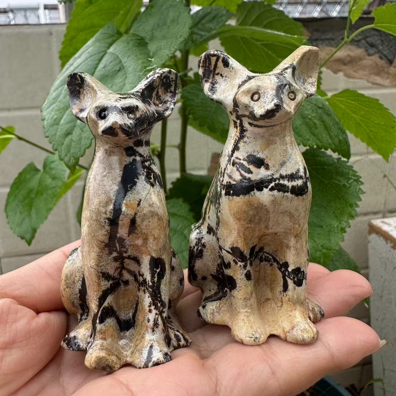 1pc Natural picture stone Quartz Carved cat skull Crystal Reiki healing gift