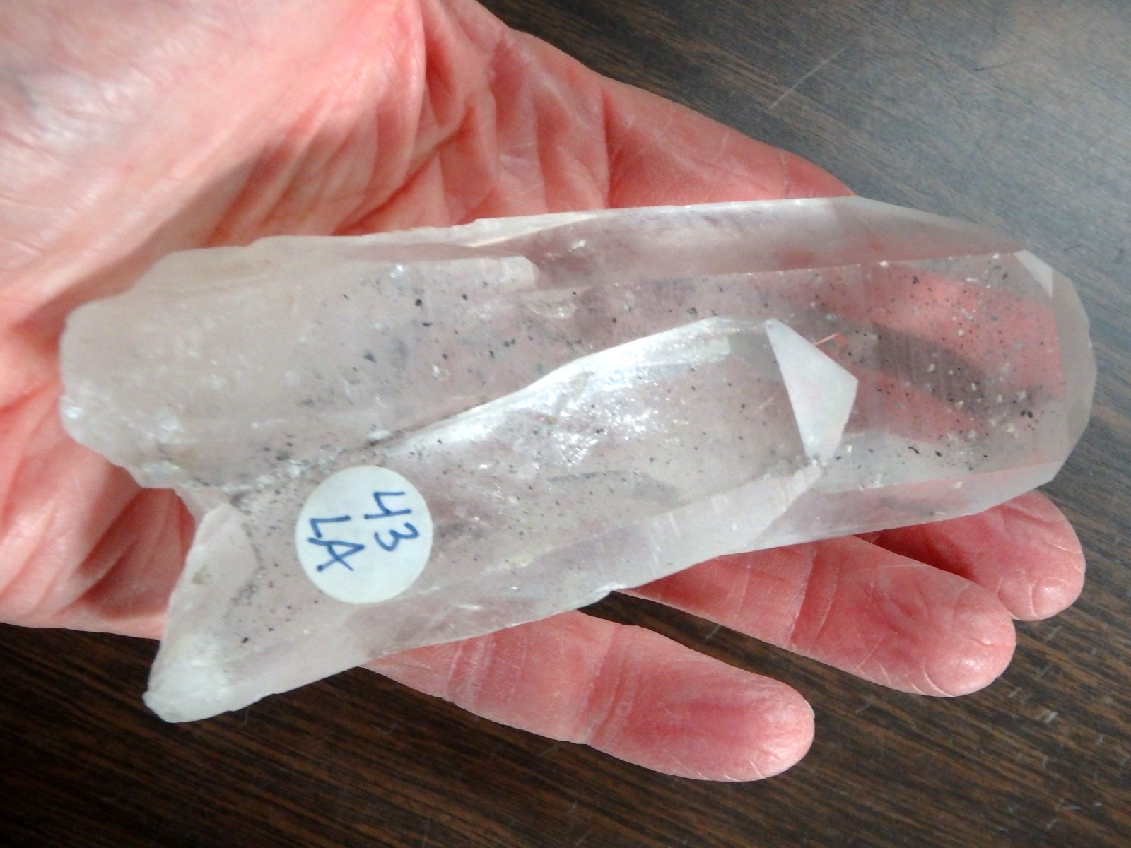 Crystal Twin Quartz Point $43 All Natural with Key Etchings 204.8 grams Rocket