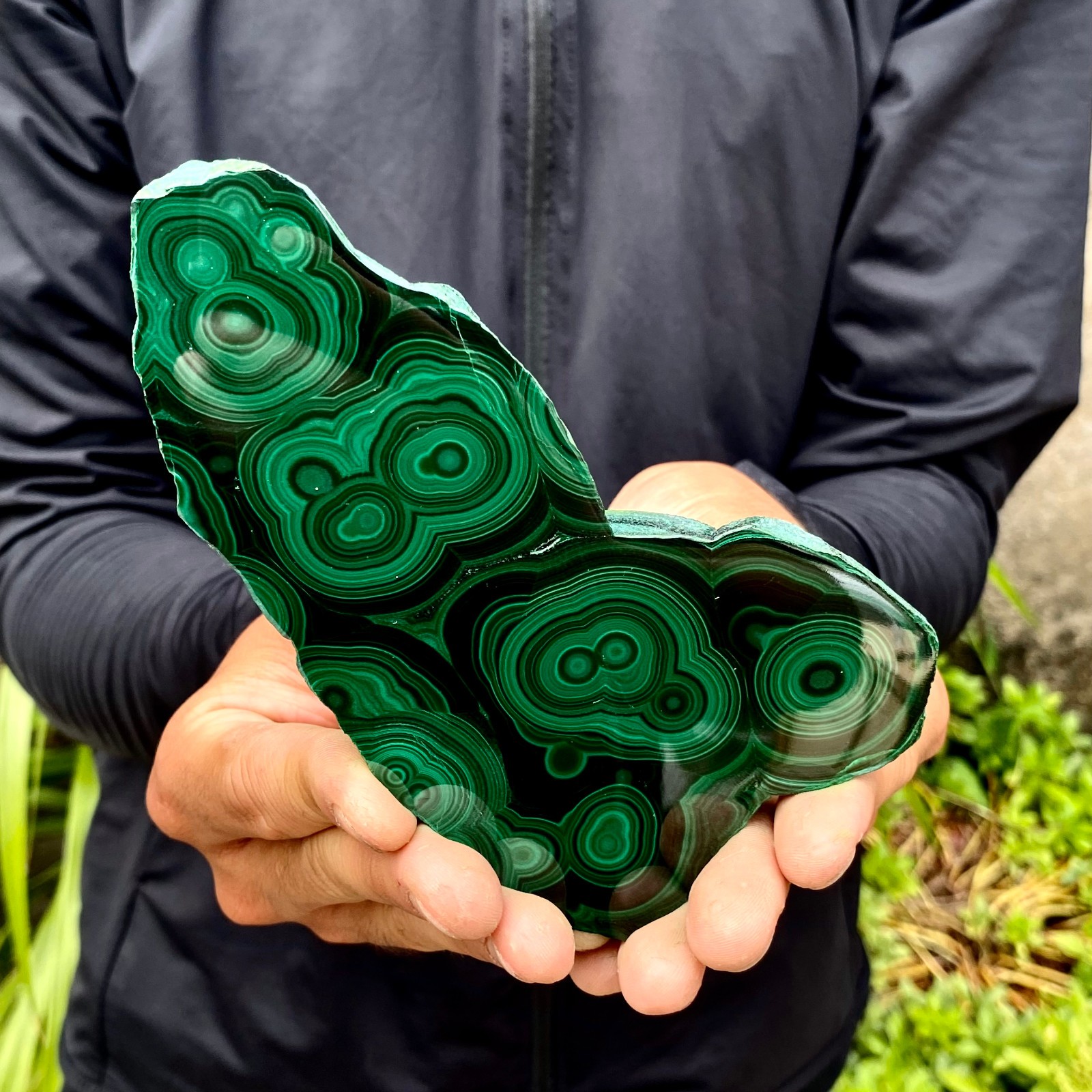 408G Natural malachite slice quartz crystal luster mineral specimen