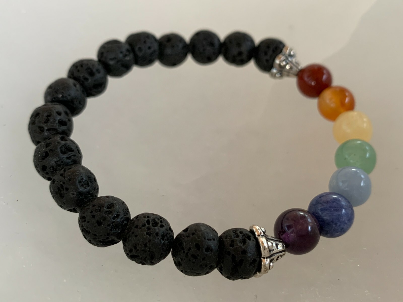 Lava Rock & 7 Chakra Stone Bracelet 8mm, Genuine Gemstone Bead, Wholesale Bulk