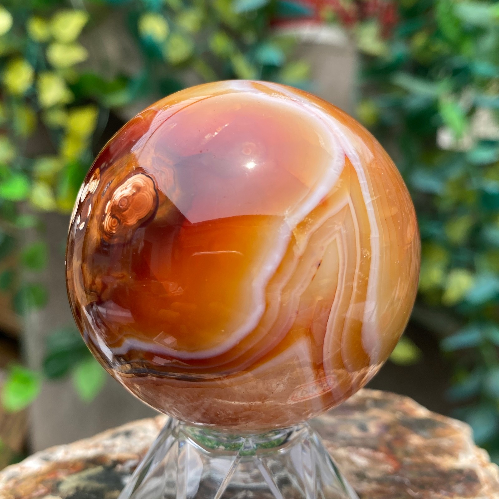 290g Natural red striped agate crystal ball mineral specimen Sphere