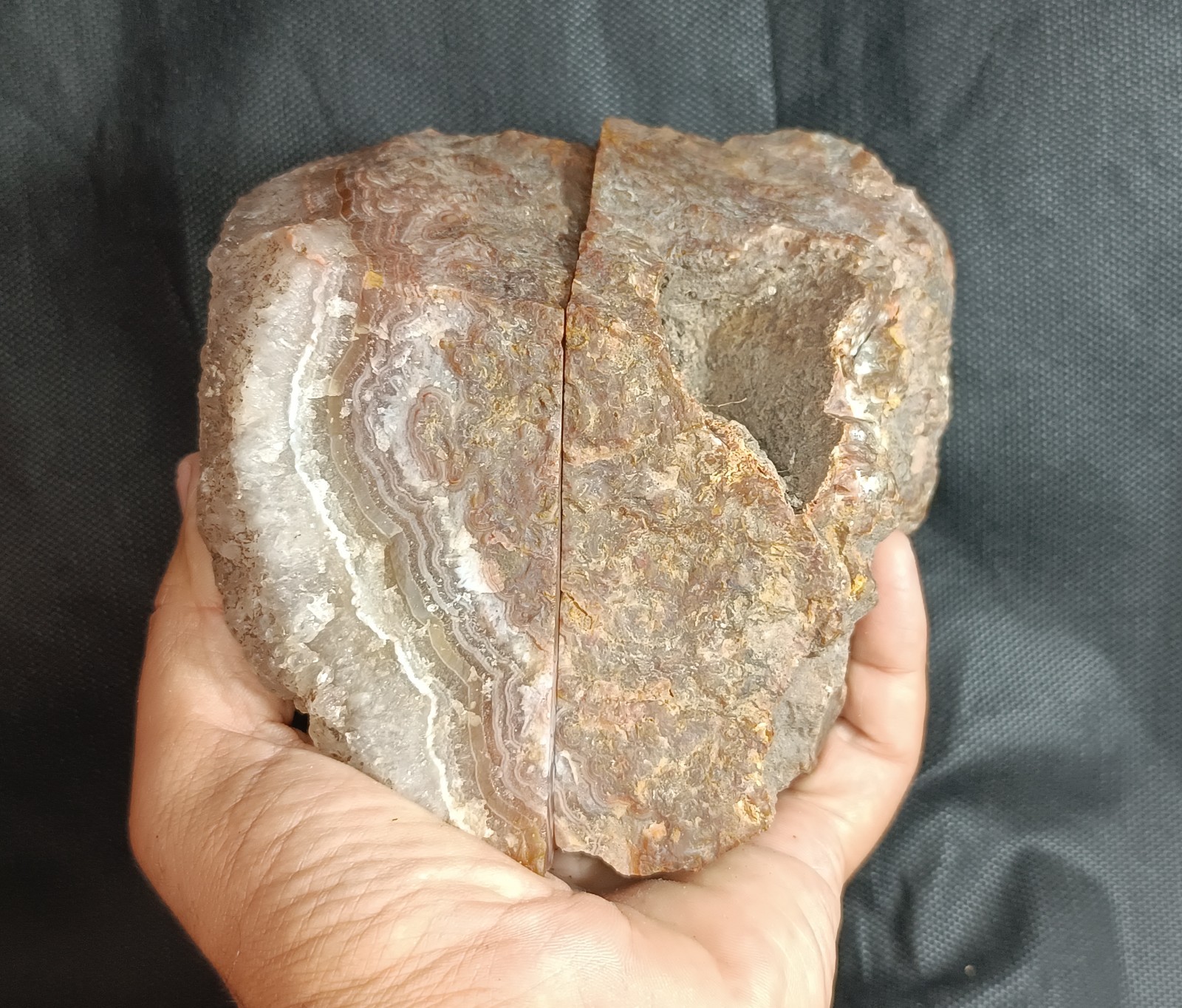 1490g/3.29 lb turkish banded plume agate stone rough, customs duty included
