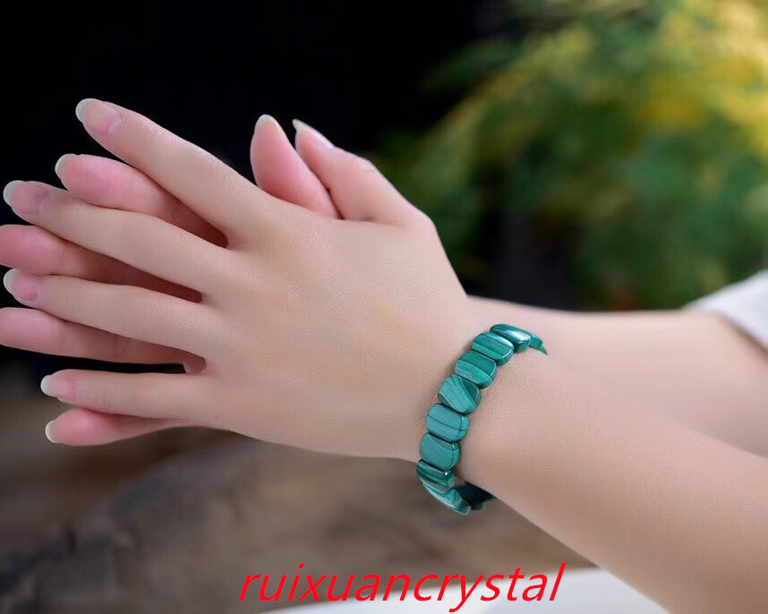 1pc Natural Malachite 7.5″ Crystal Stretch Bracele Chakra Reiki Gift 11.4*7.4mm