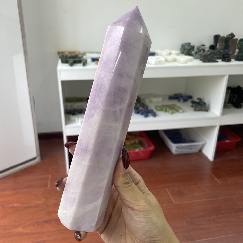 2.2LB9 ” Natural Kunzite Obelisk Tower Crystal Quartz Healing Energy Reiki