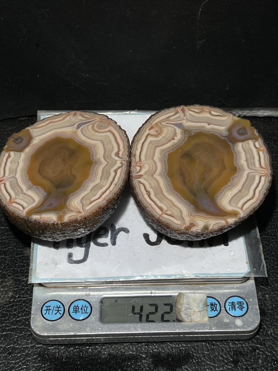 1Pair China Agate Hebei xuanhua natural Slices Crystal collectible 422g 142
