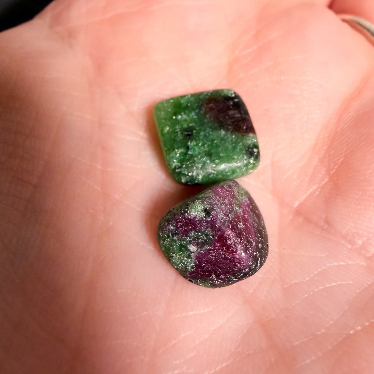 Two pieces of Natural Ruby Zoisite Crystal Gemstones 11 – 12mm