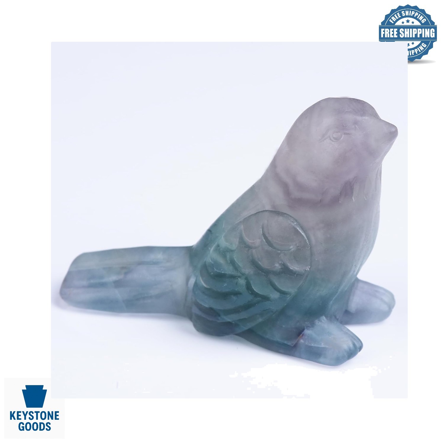 Hand-Carved Fluorite Bird Figurine – 2.2in Crystal Art Deco Decor for Meditat…