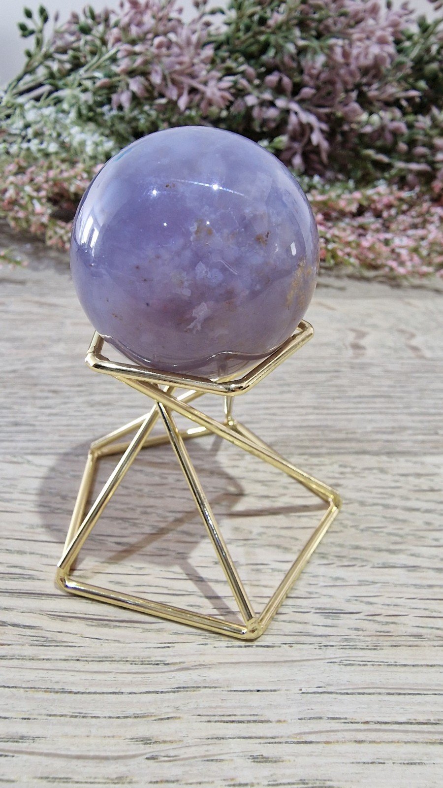 Blue Chalcedony Crystal Sphere 37mm 72g + Stand