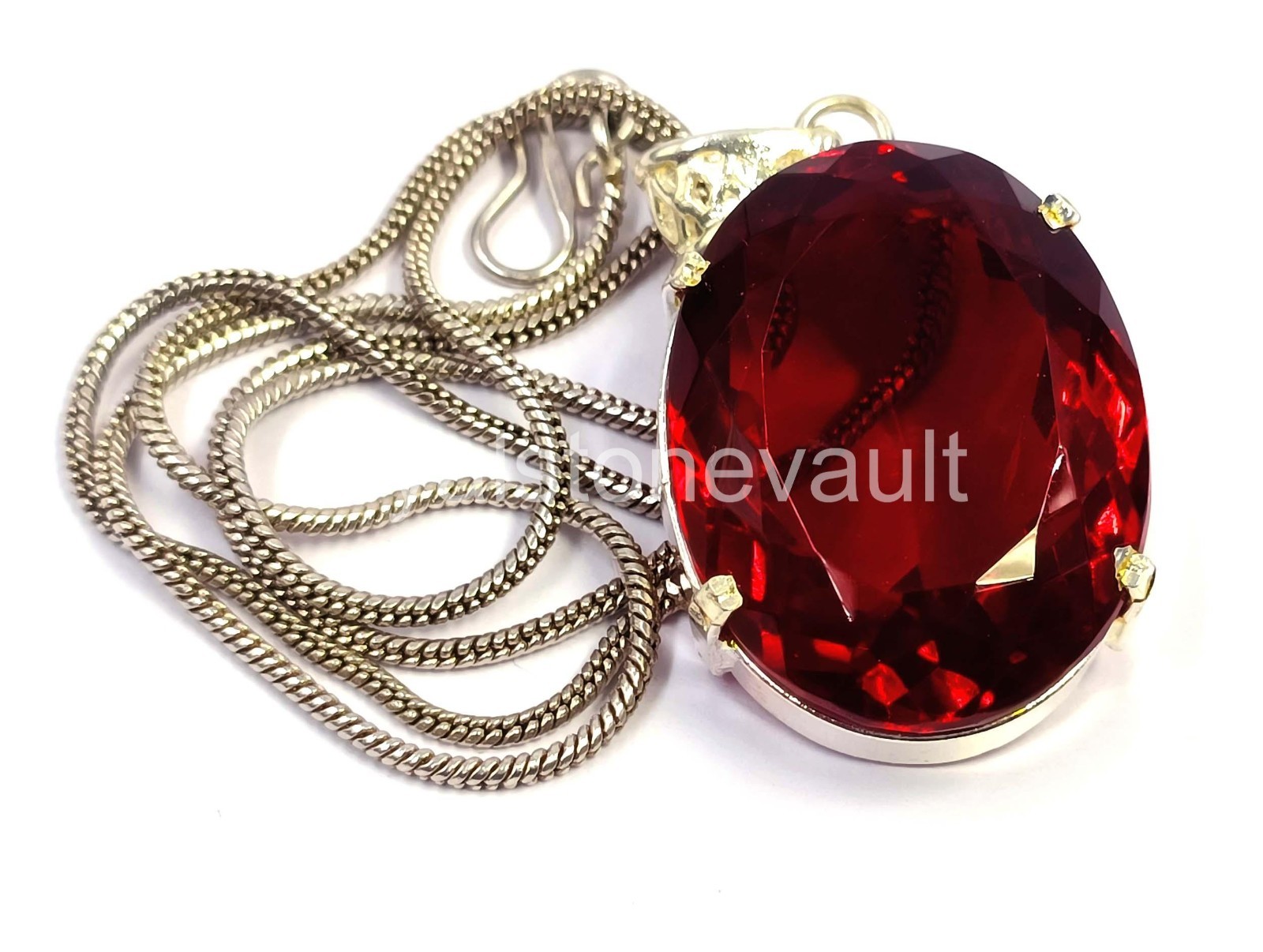 92.00 CT Natural Red Ruby Oval 925 Solid Silver Pendant Free Chain IGL Gems 6FHQ