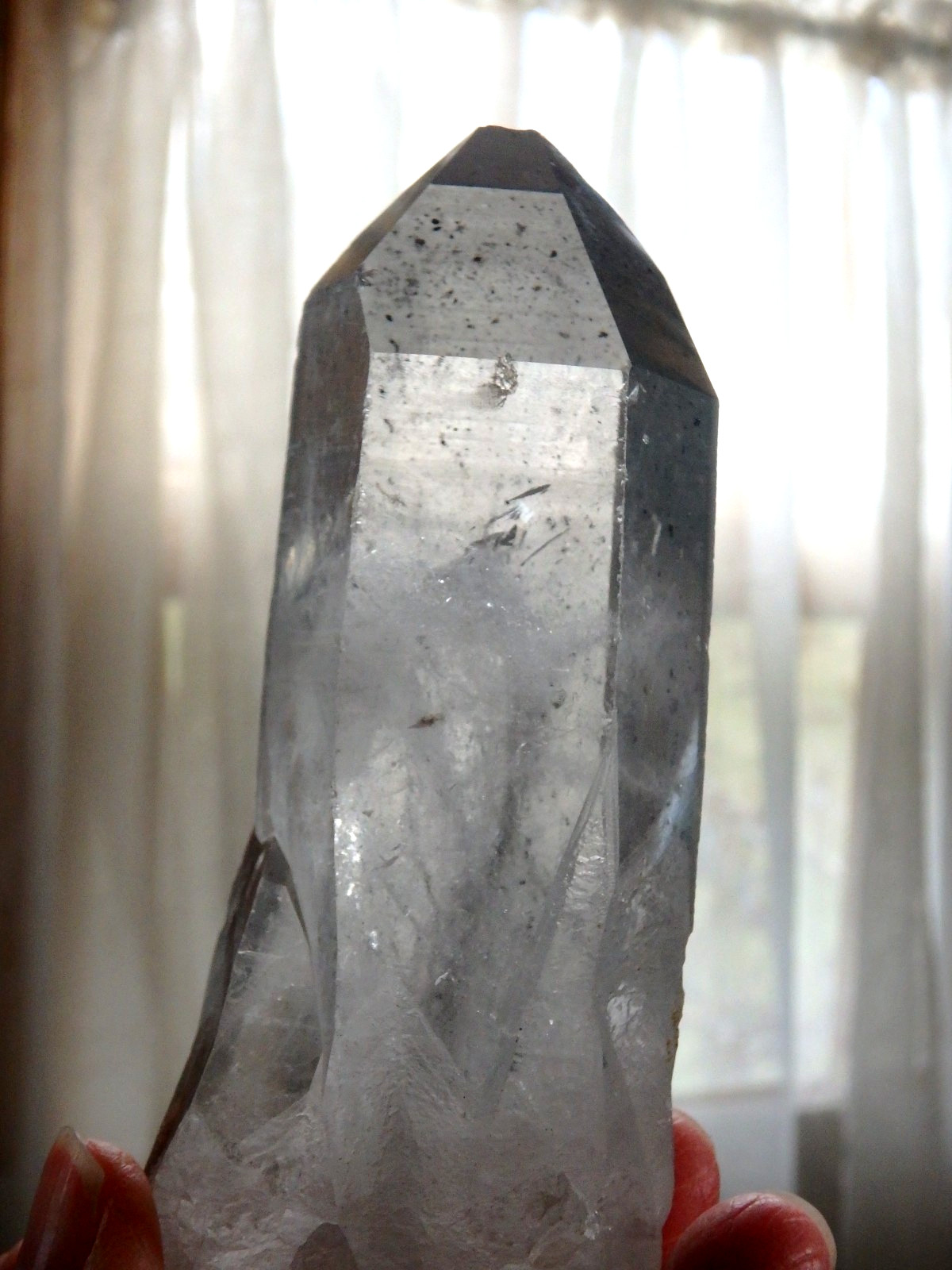 Crystal Twin Quartz Point $43 All Natural with Key Etchings 204.8 grams Rocket