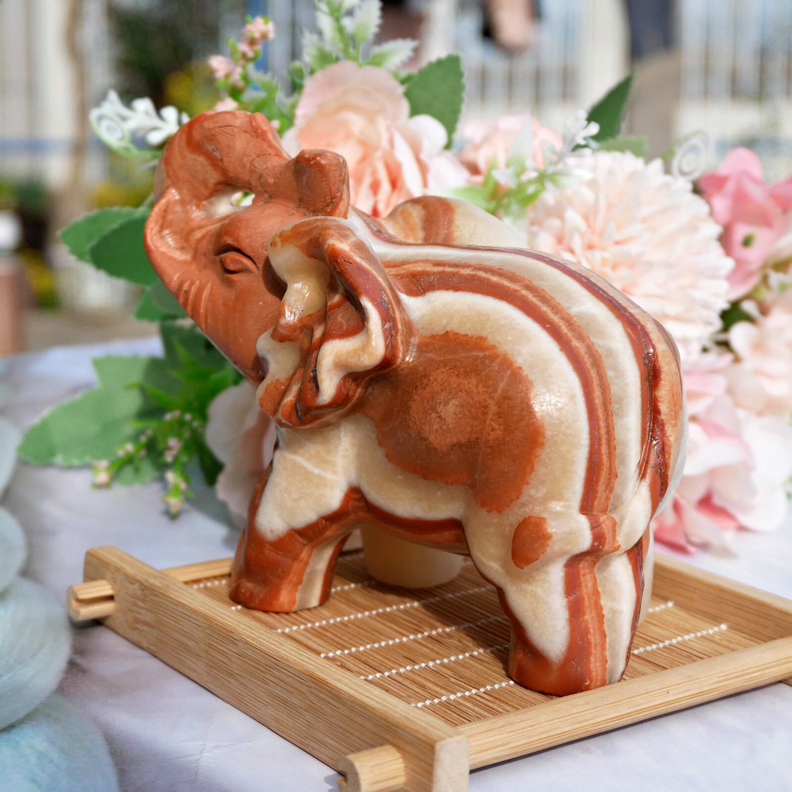 5″ Afghan Jade Elephant Statue Natural Stone Carving Luck Prosperity Feng Shui