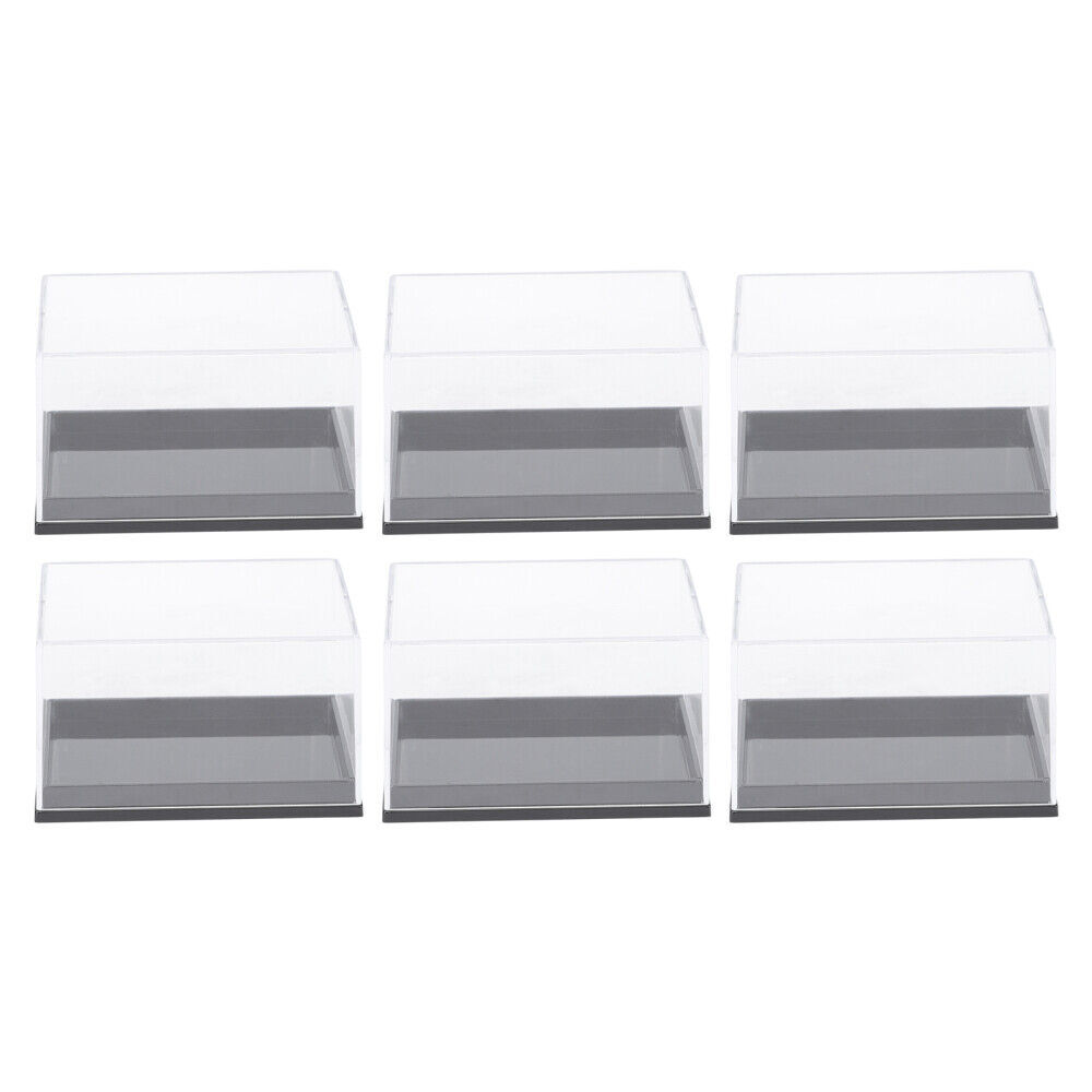 6Pcs Transparent Boxes Plastic Showing Boxes Mineral Specimen Box for Shop Home