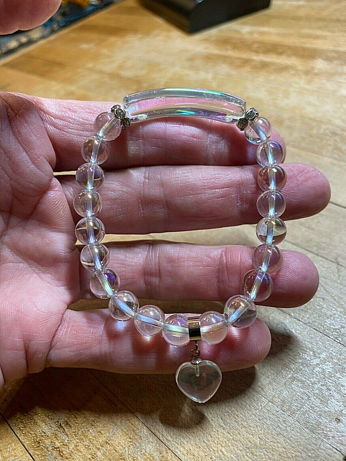 Angel Aura Quartz Crystal With Swarovski Crystal Accents Mala Style Bracelet