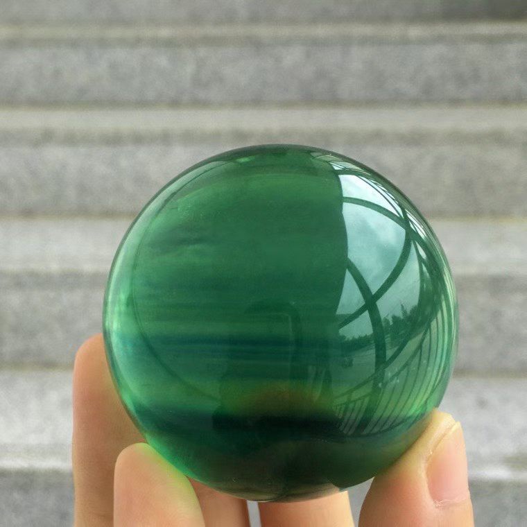 5cm Natural green fluorite Quartz Sphere Crystal Energy Ball Reiki Healing