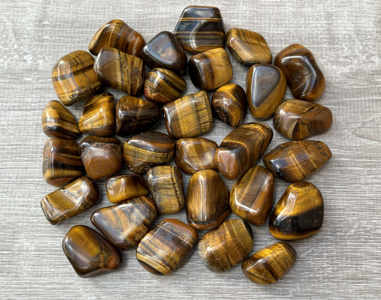 Grade A++ Gold Tiger Eye Tumbled Stones, 0.85″-1.5″ Tumbled Tiger Eye, Bulk Lot
