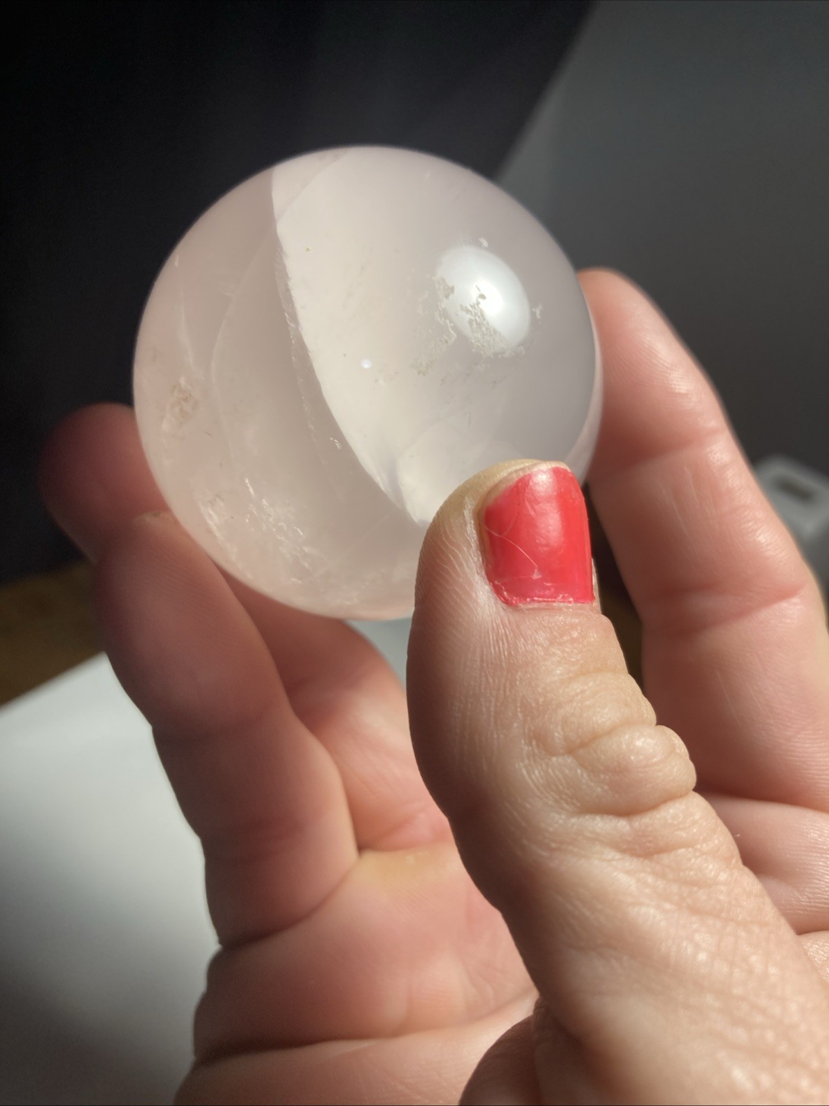 Madagascar Pink Rose, Quartz, Crystal Spear Orb Polished Crystal Ball Stone