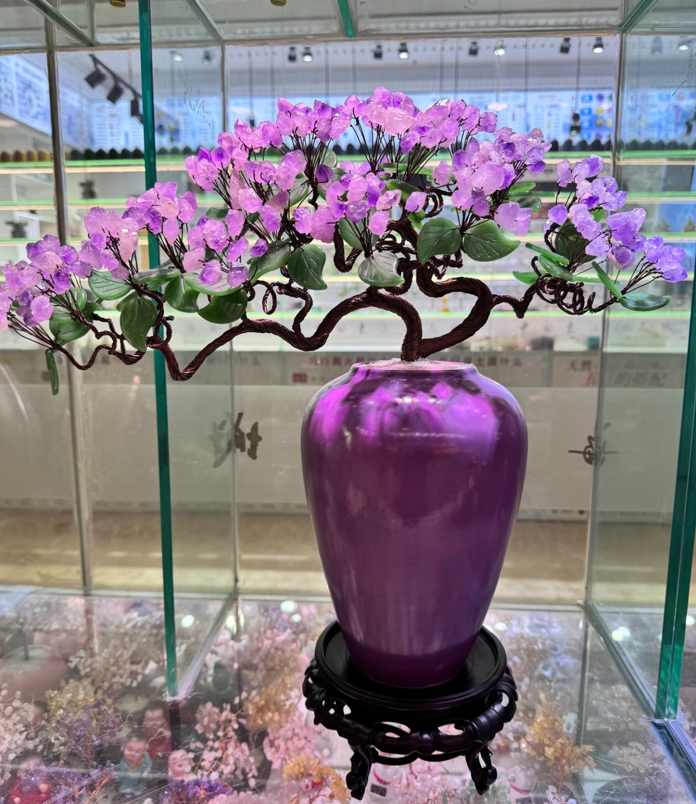 530*450mTop Rare Natural amethyst ceramic vase crystal quartz healing home decor